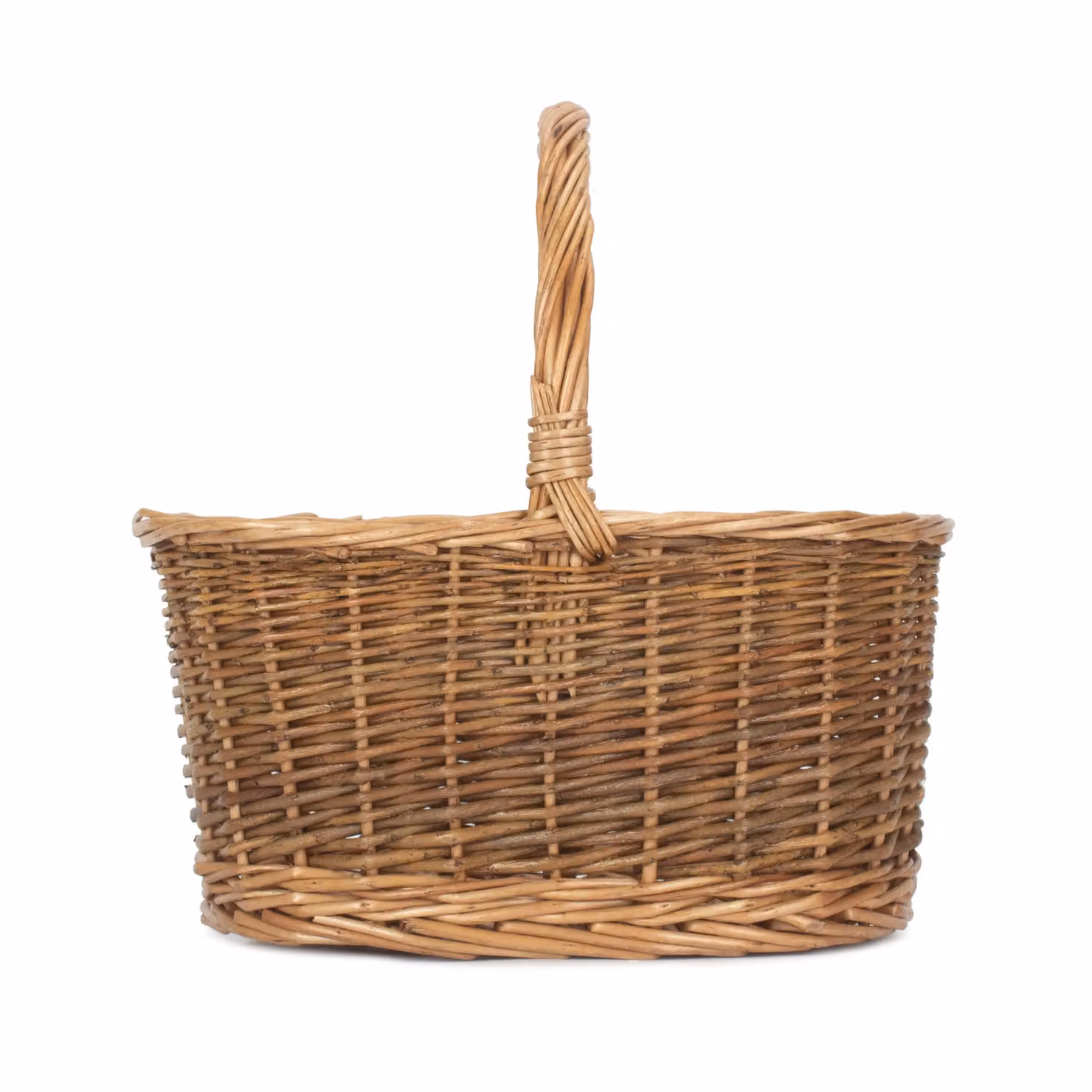 Red Hamper Wicker Country Oval Shopping Basket in Brown and Red – 3