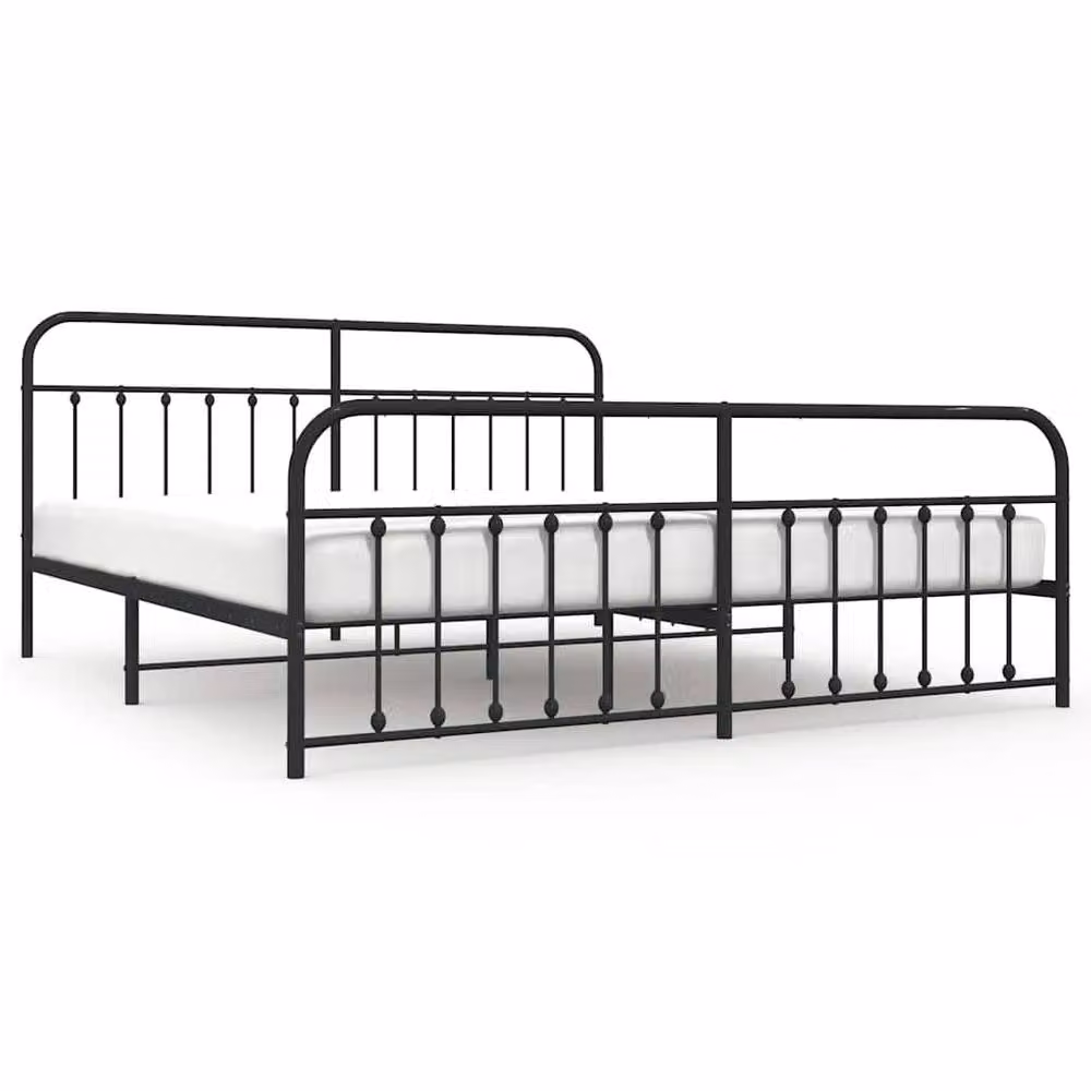 Berkfield Home Metal Bed Frame with Headboard and Footboard in Black, W/D/H: 193 x 198 x 100 cm – 2