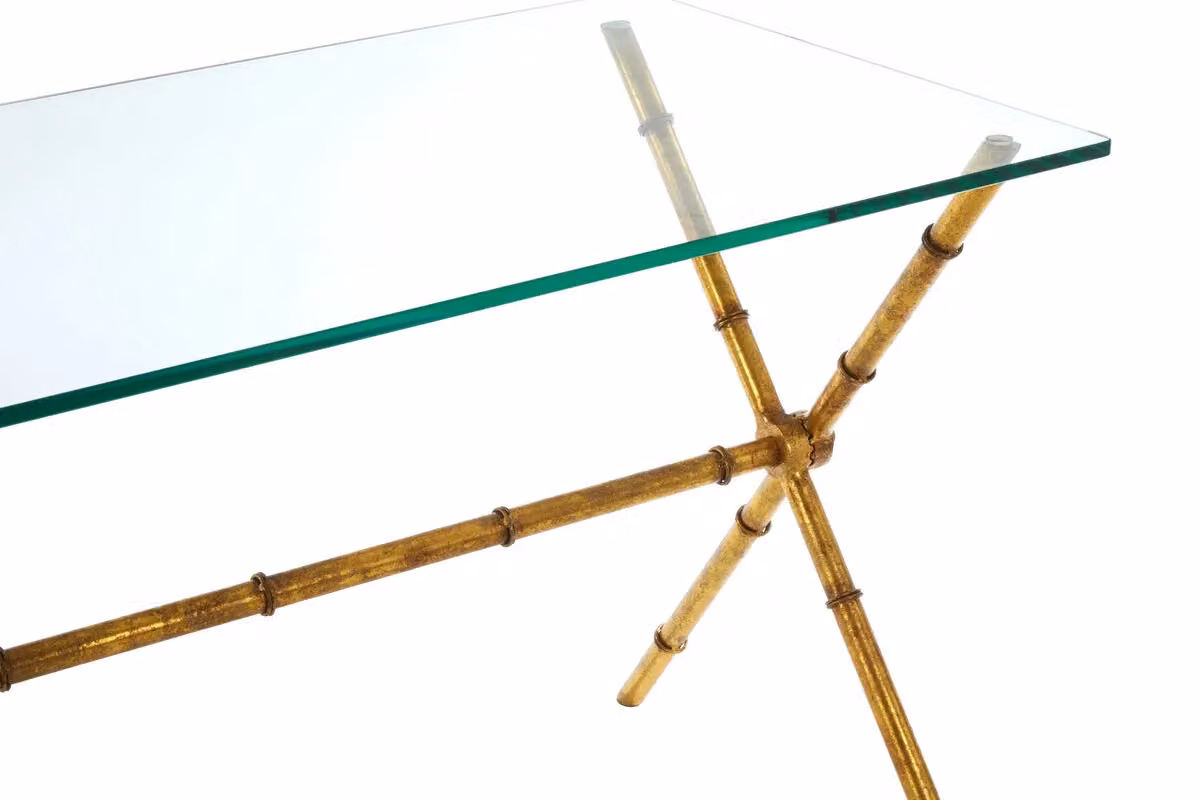 Orsina Modern Gold Console Table with Glass Top and Drawers, W/D/H: 120 x 45 x 70 cm – 2