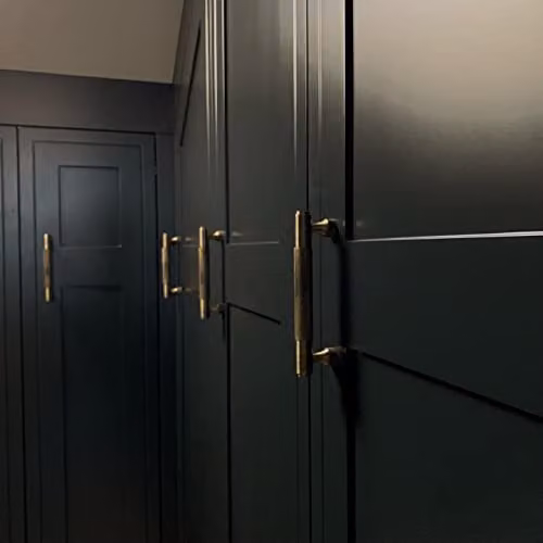 Pushka Home Solid Brass Knurled Bar Handles in Antique Gold, 128mm Hole Centre – 2