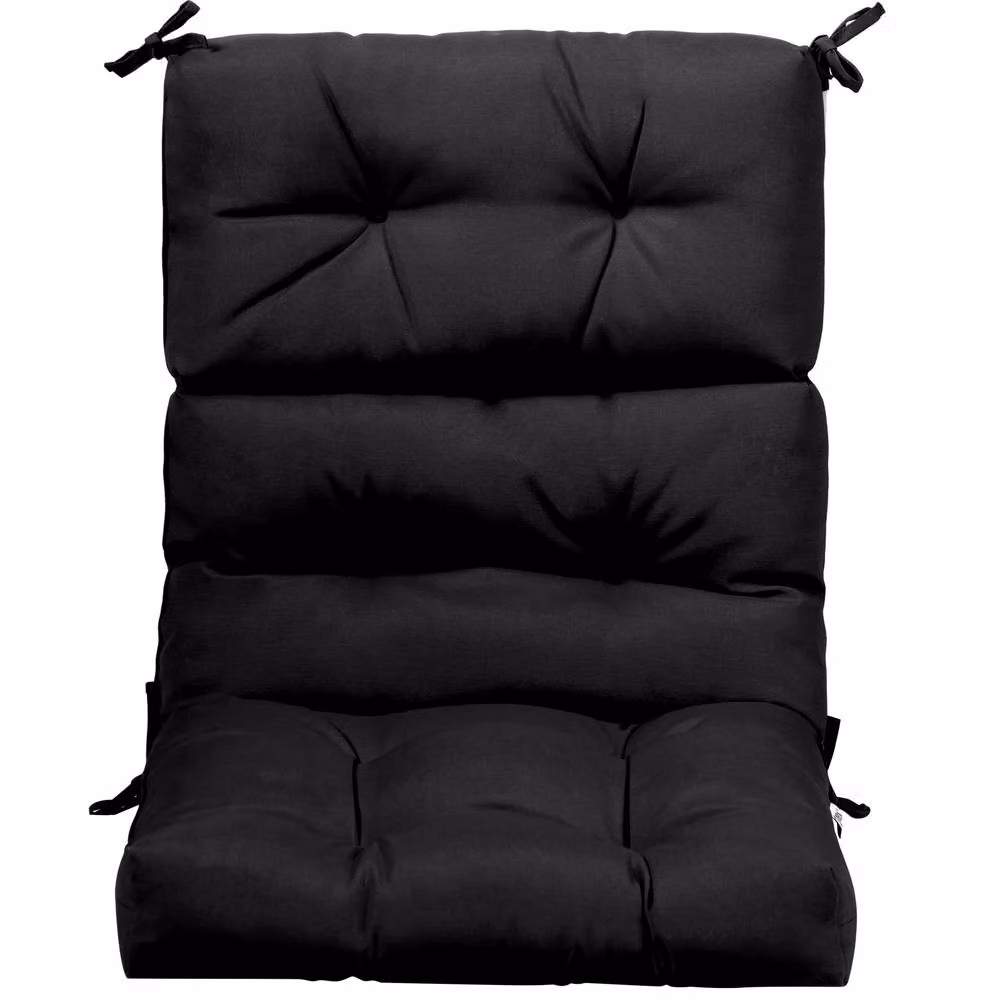 Gymax High Back Patio Chair Seat Cushion with Non-slip Rope Belts in Black – 5