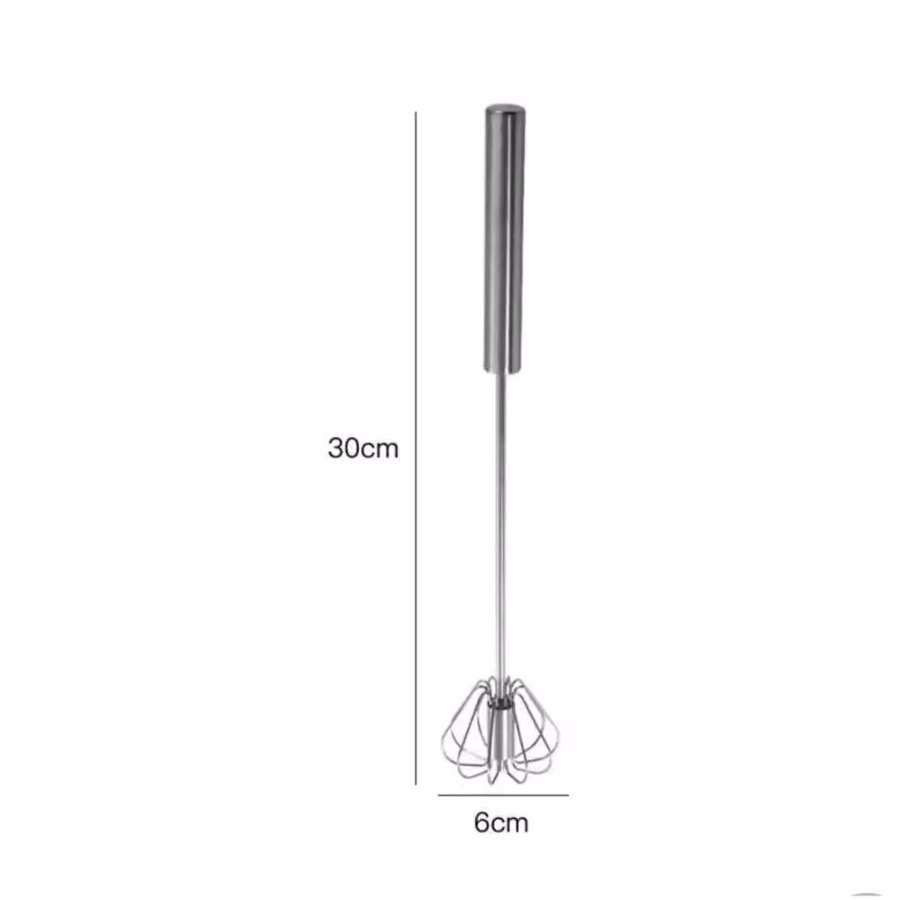PAWNORA Stainless Steel Manual Push Whisk Egg Beater in Silver, 30 cm – 2