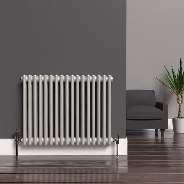 Lux Heat Horizontal 2 Column Steel Radiator in Dove Grey, W: 60.0 cm, H: 78.5 cm