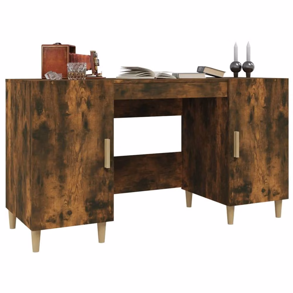 Berkfield Home Computer Desk in Smoked Oak Brown, W/D/H: 140 x 50 x 75 cm – 3