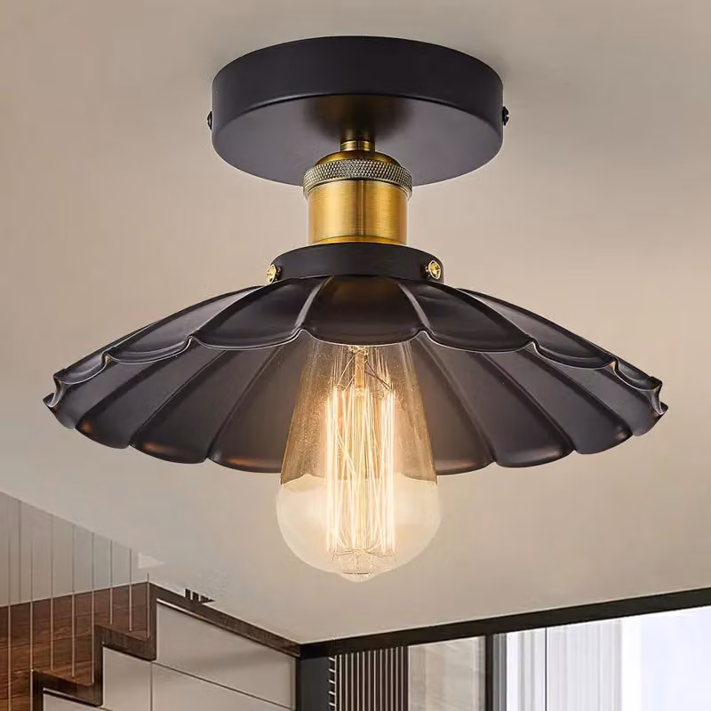 Garwarm Industrial Aluminium Flush Mount Ceiling Light, Pack of 2, Black – 8