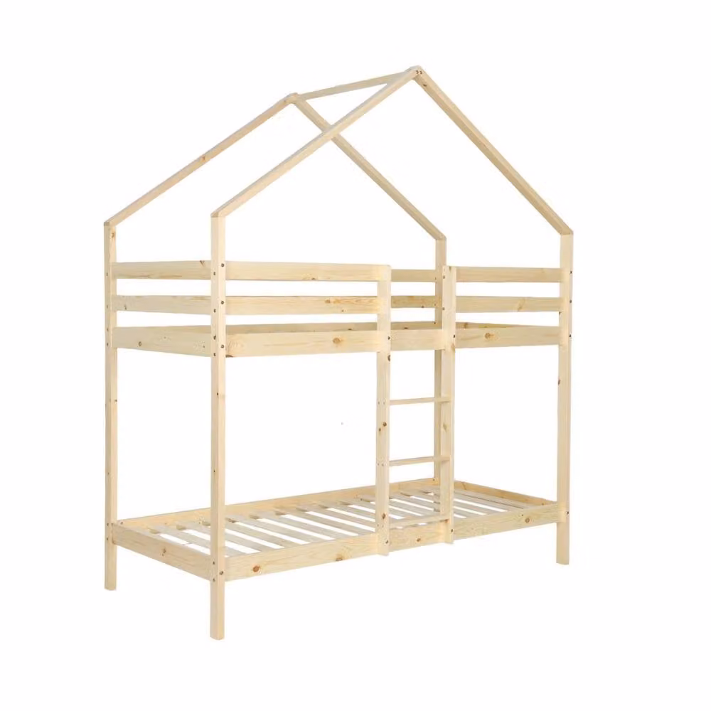 sweeek Childrens Cabin Bunk Bed in Brown Natural Pine W/D/H: 90 x 190 x 197 cm – 2