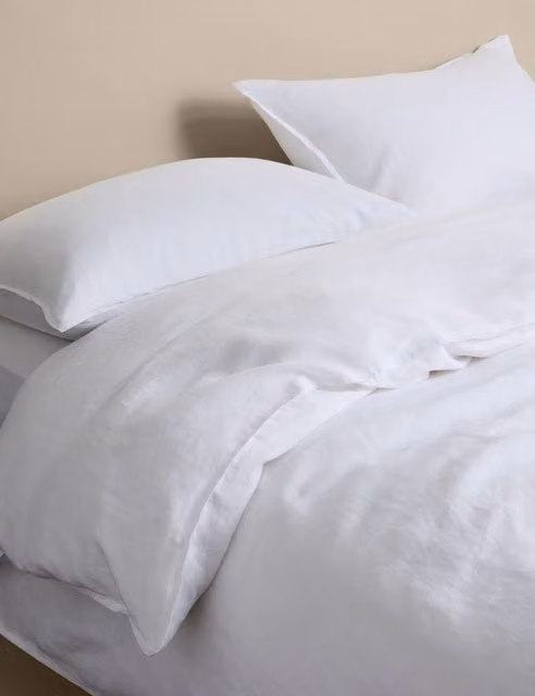 M&S White Pure Linen Breathable Duvet Cover, 180 x 200 cm