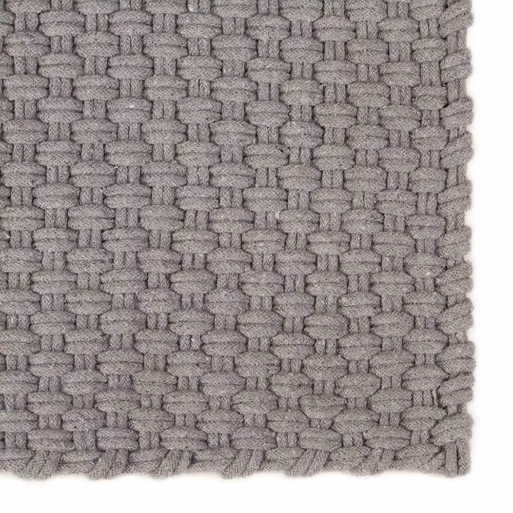 Berkfield Home Rectangular Woven Cotton Rug in Grey, W: 160 cm, L: 230 cm