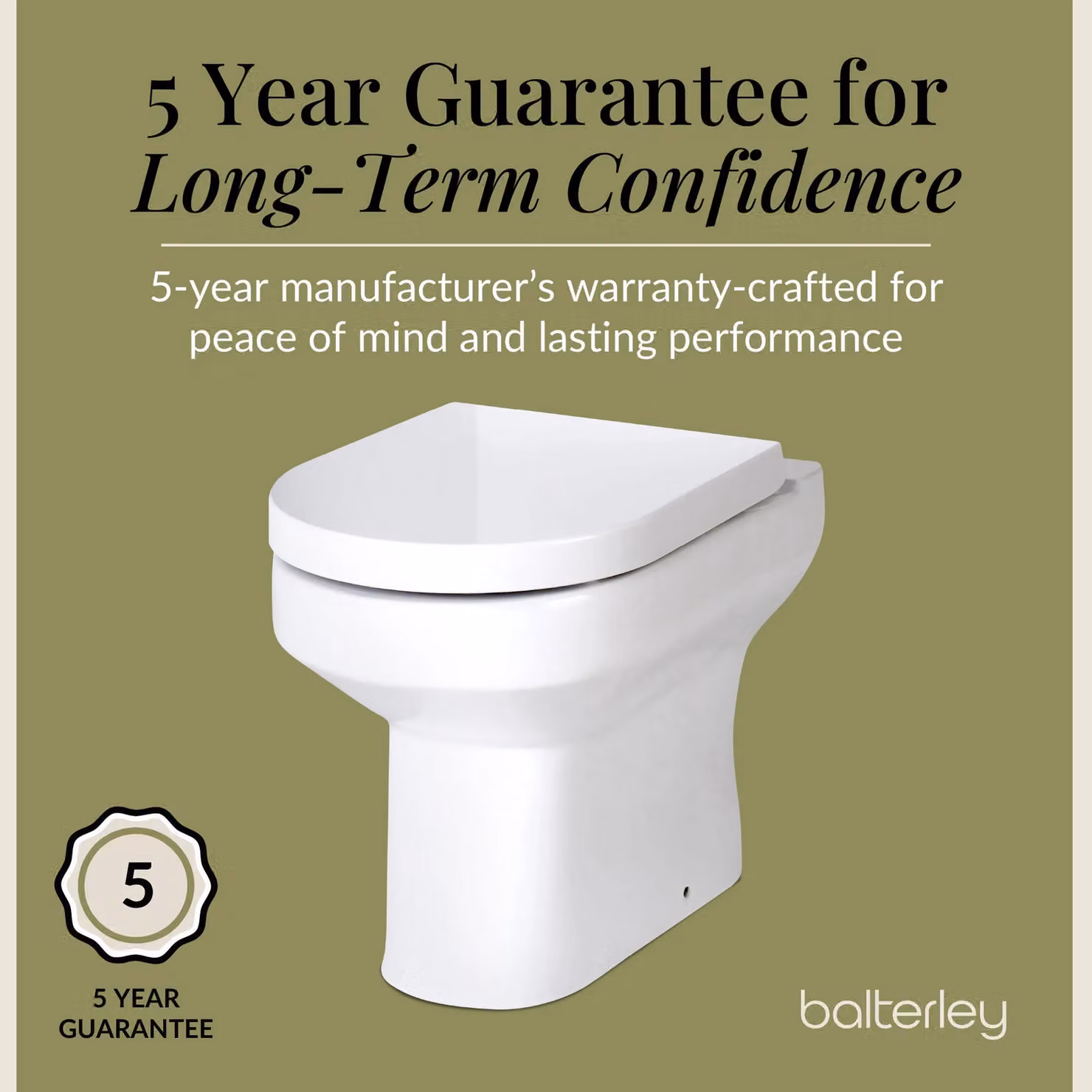 Balterley Round Back To Wall Toilet Pan, White, W: 410 mm, D: 370 mm, H: 520 mm – 3