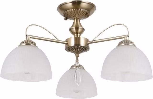 Netlighting Moreti Multi Arm Semi Flush Ceiling Lamp in Antique Brass with 3 x E27 Glass Domes