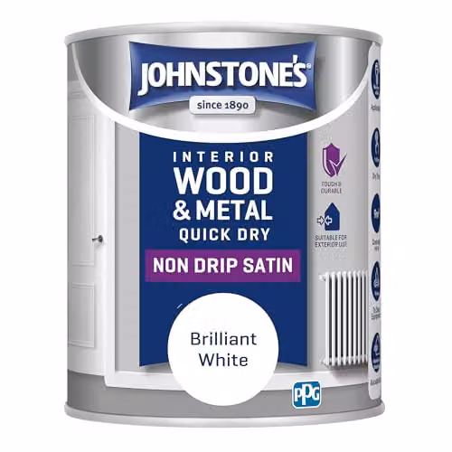 Johnstone's Wood and Metal Paint, Satin Finish, Brilliant White, 750ml, Water Based