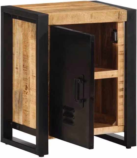 Berkfield Home Beautiful Set of 2 Rustic Brown Mango Wood Bedside Cabinets