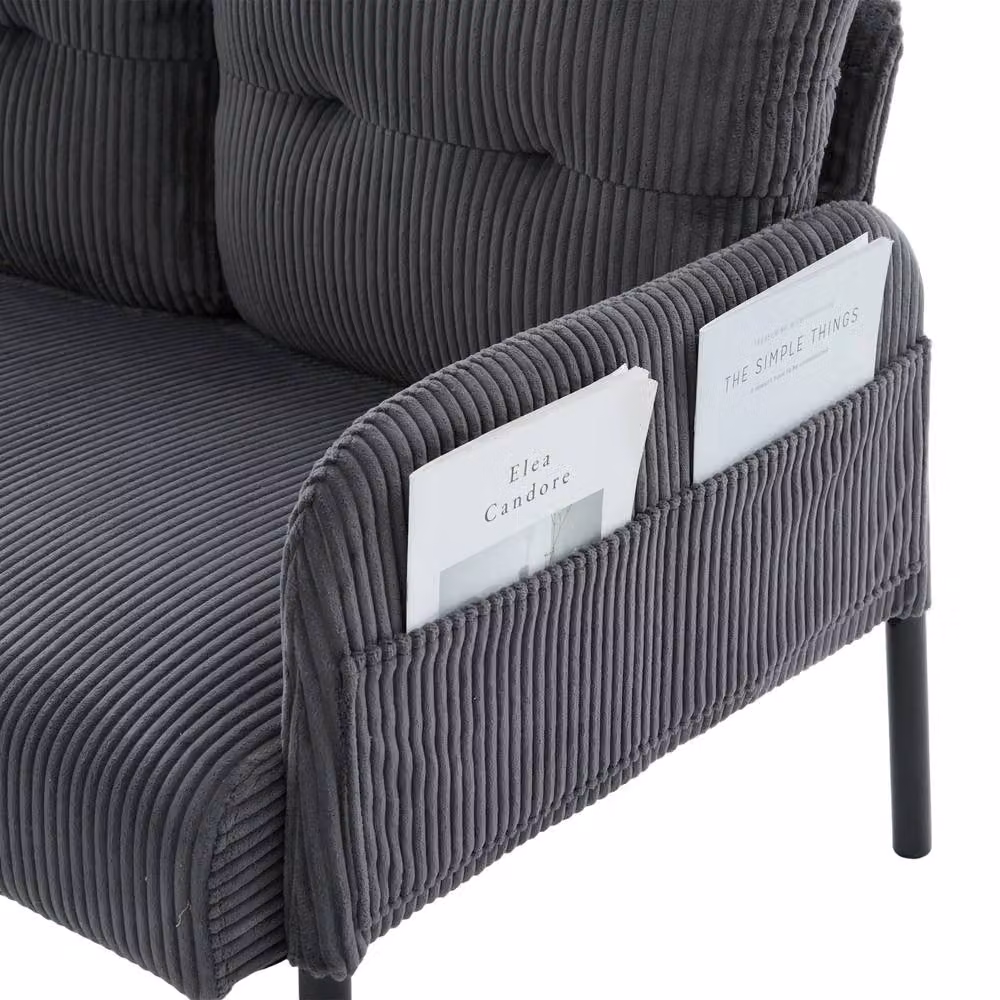 HomeTouch Modern 3 Seater Click Clack Sofa in Grey with Side Pockets and Armrests, W: 171 cm, D: 80 cm, H: 57 cm – 6