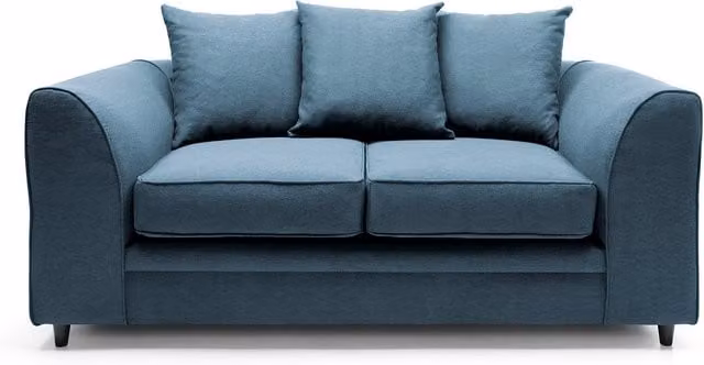 Abakus Direct Darcy 2 Seater Upholstered Fabric Sofa in Petrol Green with Scatter Cushions
