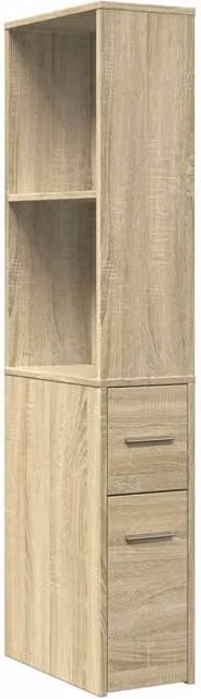Berkfield Home Narrow Bathroom Cupboard with Wheels in Sonoma Oak Light Oak Engineered Wood – 1