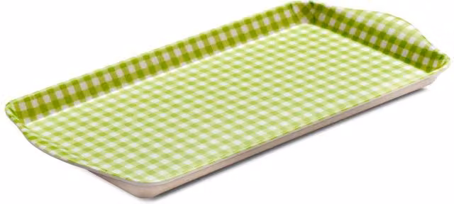 Zeal Melamine Gingham Sandwich Serving Tray with Handles, Green, W: 28 cm x D: 15 cm