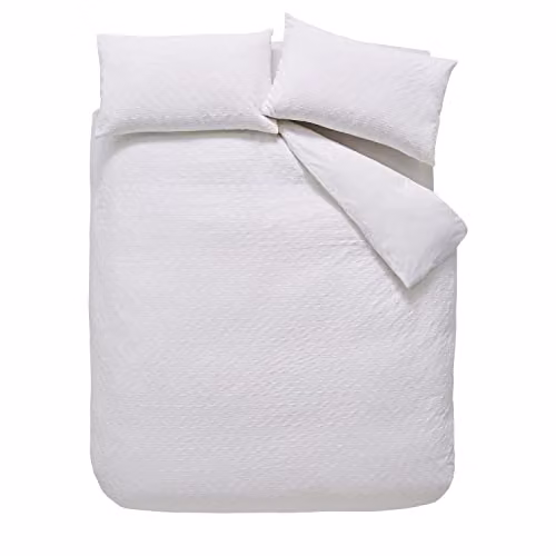 Bianca Waffle Cotton Circle King Duvet Cover Set with Pillowcases, White, W/D/H: 180 x 200 cm, 50 x 75 cm – 3