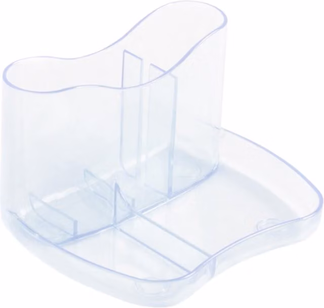 Deflecto Multi-Compartment Desk Tidy in Transparent and White Plastic