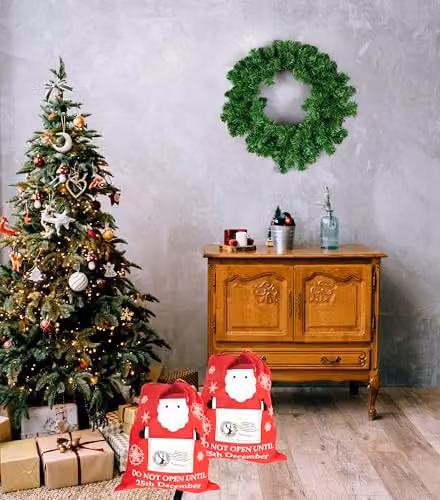 Shatchi Red Felt Christmas Sack for Unisex Holiday Gift Giving, W/D/H: 50 x 60 cm – 5