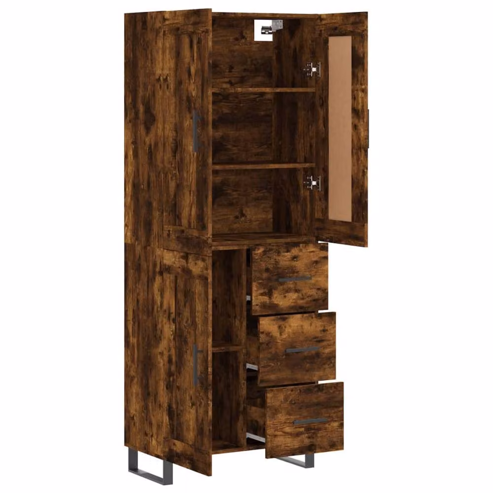 Berkfield Home Smoked Oak Highboard in Brown, W/D/H: 69.5 x 34 x 180 cm – 3