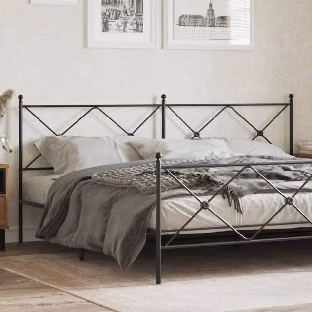 Berkfield Home Classic Metal Headboard in Black, 200cm