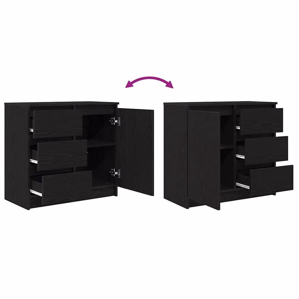 Berkfield Home Sideboard with Drawer in Black Oak, W/D/H: 71 x 35 x 65 cm – 5