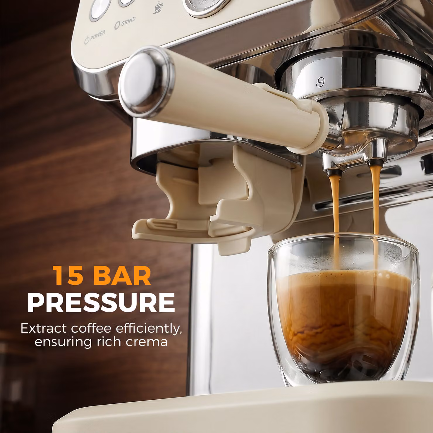 HOMCOM Bean to Cup Coffee Machine with Integrated Grinder and Steam Wand, Cream White – 5
