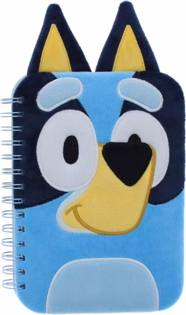 Blueprint Collections Bluey Plush A5 Soft Cover Spiral Notebook with 60 Lined Pages, Blue and Multicolour – 1