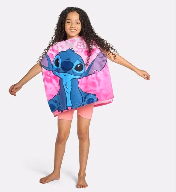OHS Kids Stitch Beach Hooded Towel Poncho in Pink – 1