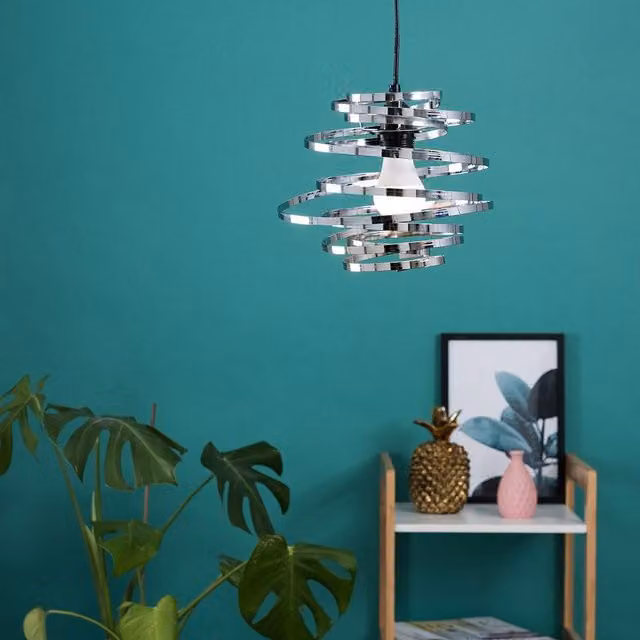 ValueLights Bensson Silver Chrome Metal Cylinder Ceiling Pendant Shade – 1