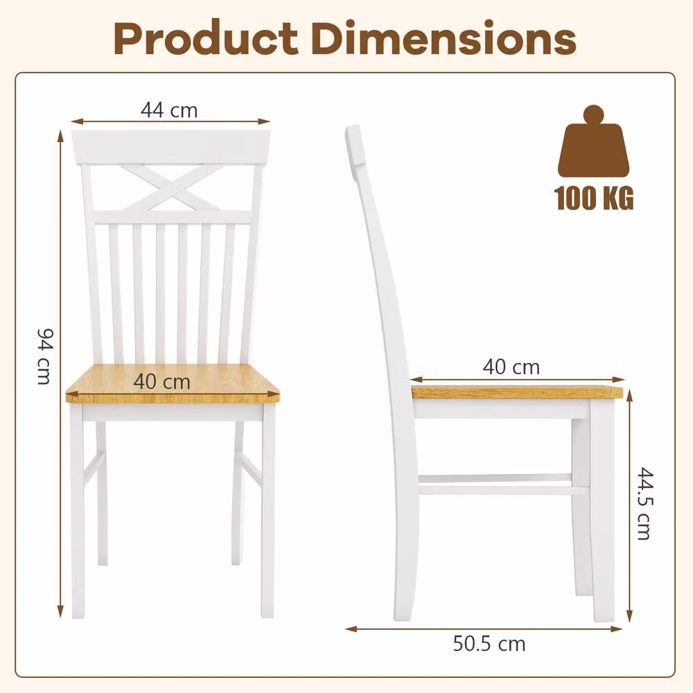 Costway Set of 2 Natural Rubberwood Farmhouse Dining Chairs – 2