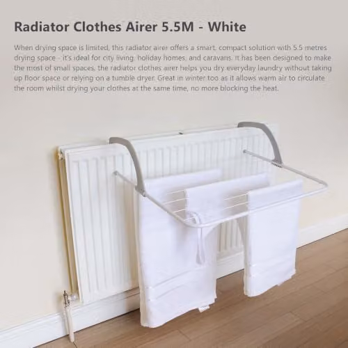 JVL White Foldable Over Door Radiator Clothes Drying Airer Made of Coated Steel – 2