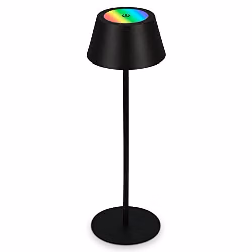 Briloner Black RGB LED Rechargeable Table Lamp with Touch Control and Adjustable Height, IP44 Waterproof Outdoor Light – 1