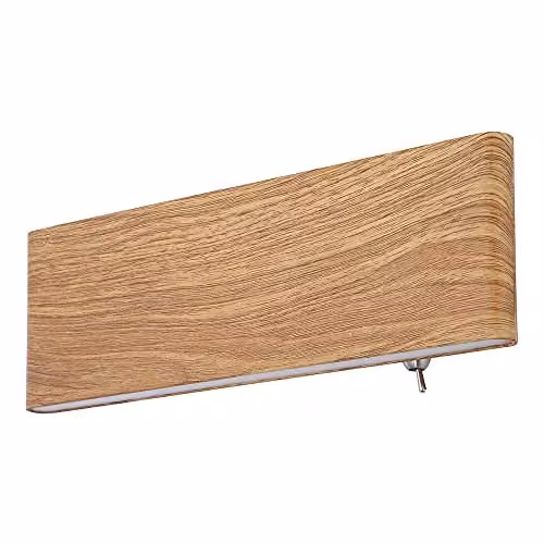 Globo Lighting LED Wall Reading Light, Brown and White Wood Effect, Diameter: 22.5 cm – 1