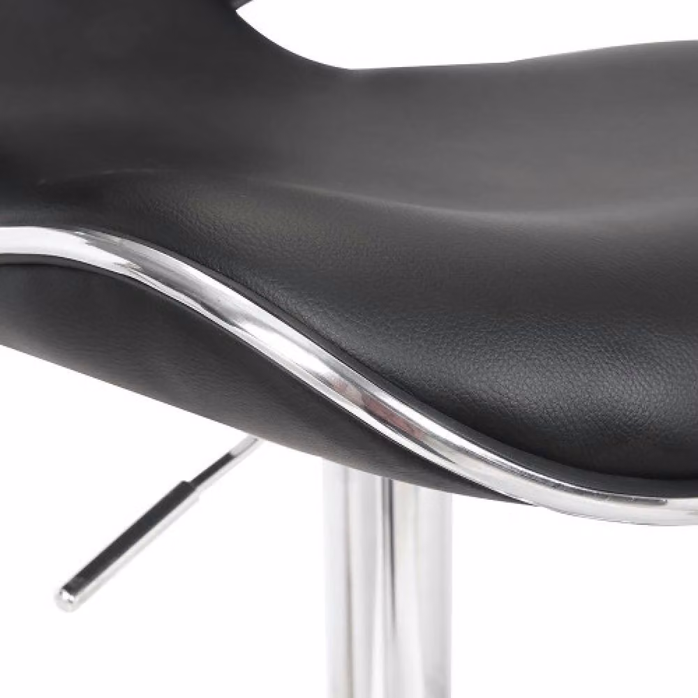 netfurniture Planet Modern Kitchen Breakfast Bar Stool with Black Padded Synthetic Leather Seat and Metal Frame – 3