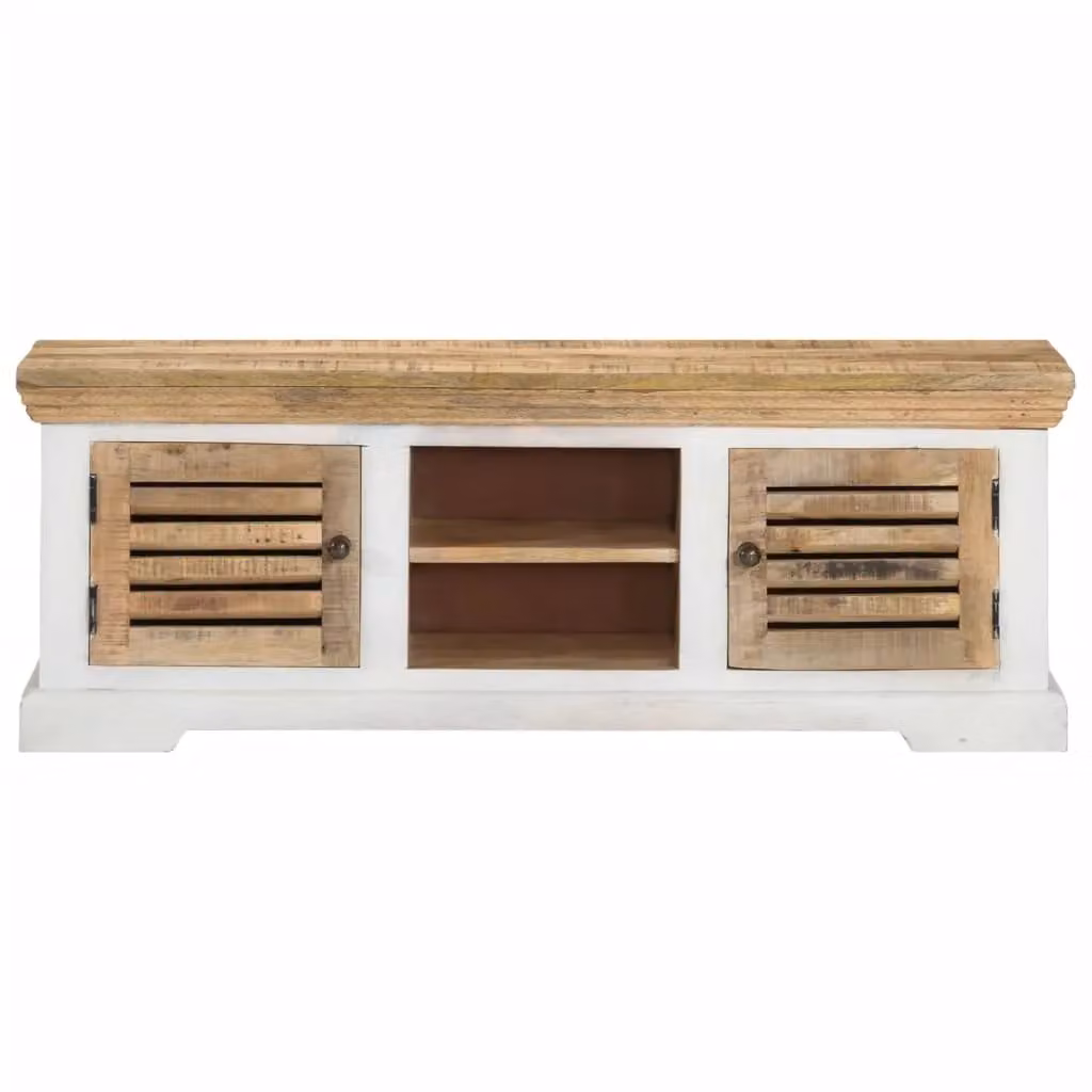 Berkfield Home Rustic Mango Wood TV Cabinet in Brown, W/D/H: 110 x 30 x 40 cm – 2
