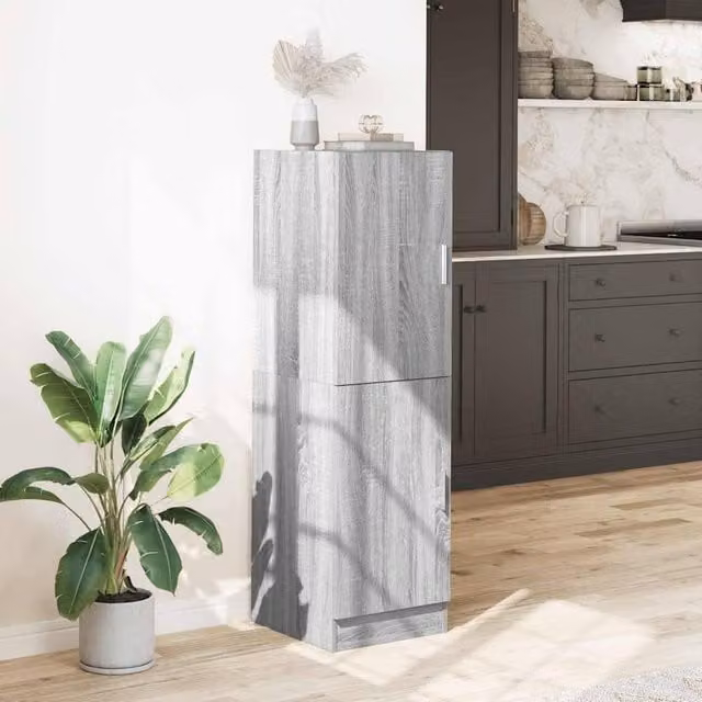 Berkfield Home Grey Sonoma Kitchen Cabinet with Hinged Doors and Internal Shelves, W/D/H: 38 x 41.5 x 131.5 cm