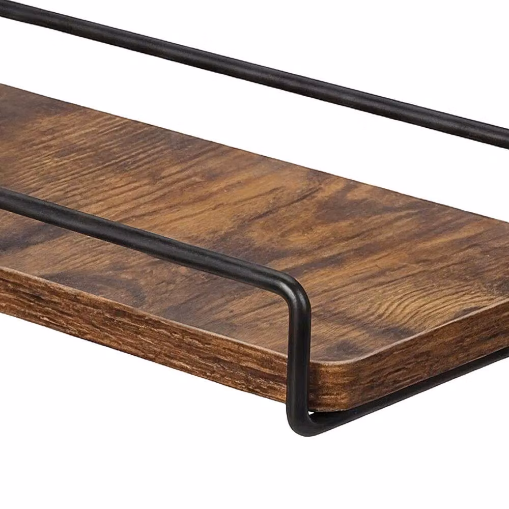 Levede Set of 2 L-Shaped Brown Corner Floating Shelves, Wall Mounted – 5