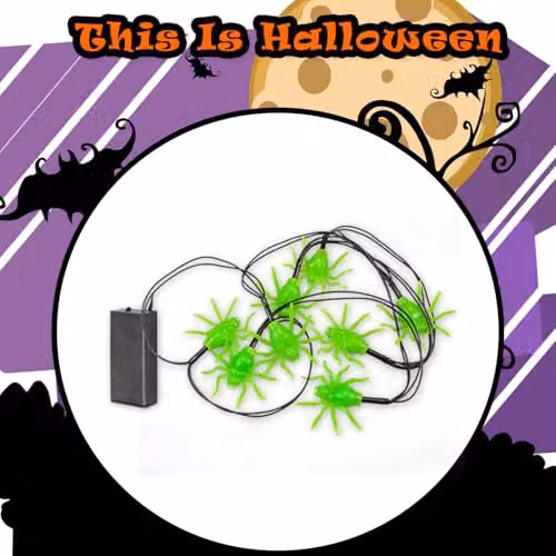 VFM e-Store Halloween LED Spider Lights, Set of 8, Green – 7