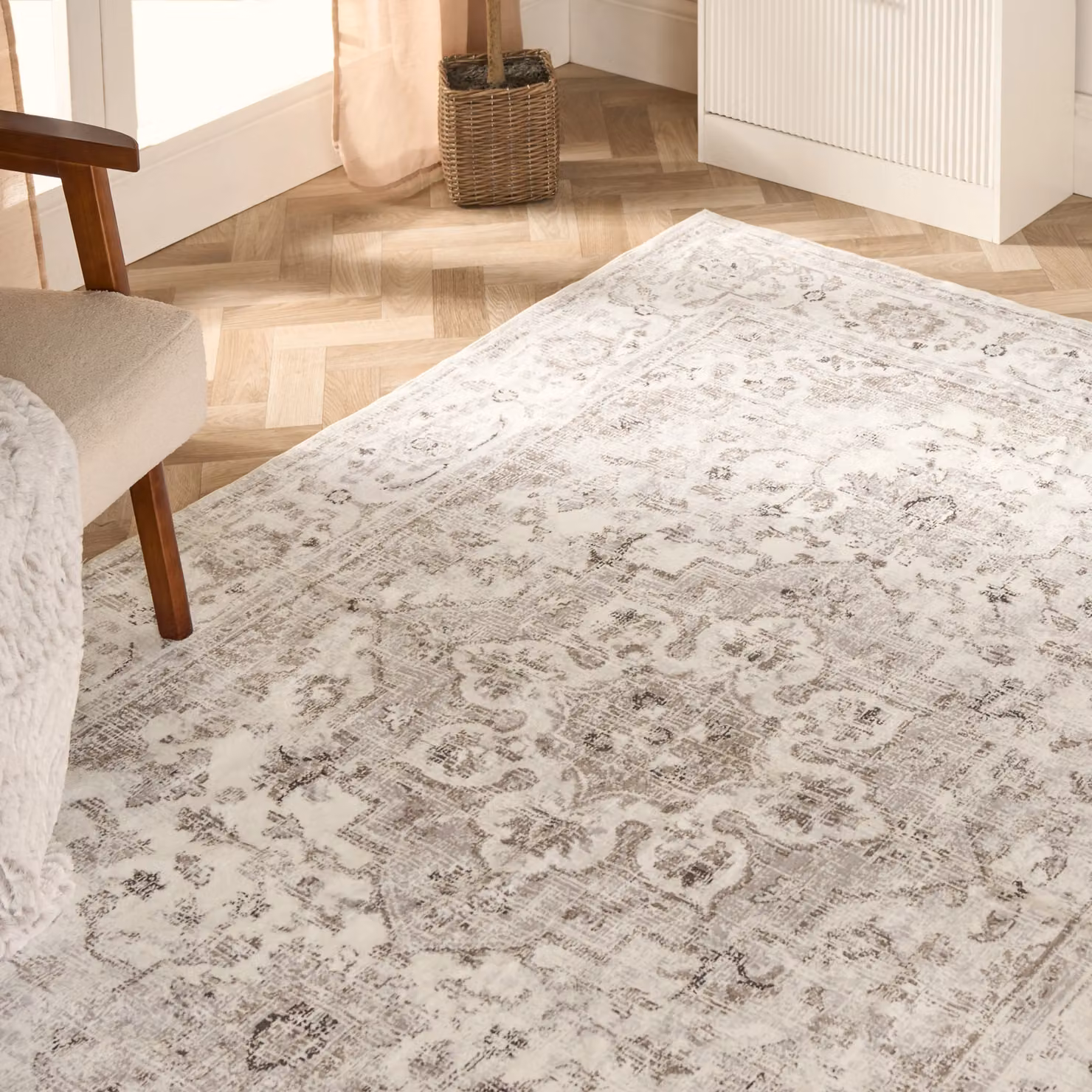 OHS Vintage Washable Non-Slip Rug Runner in Beige, W: 66 cm, L: 200 cm – 3