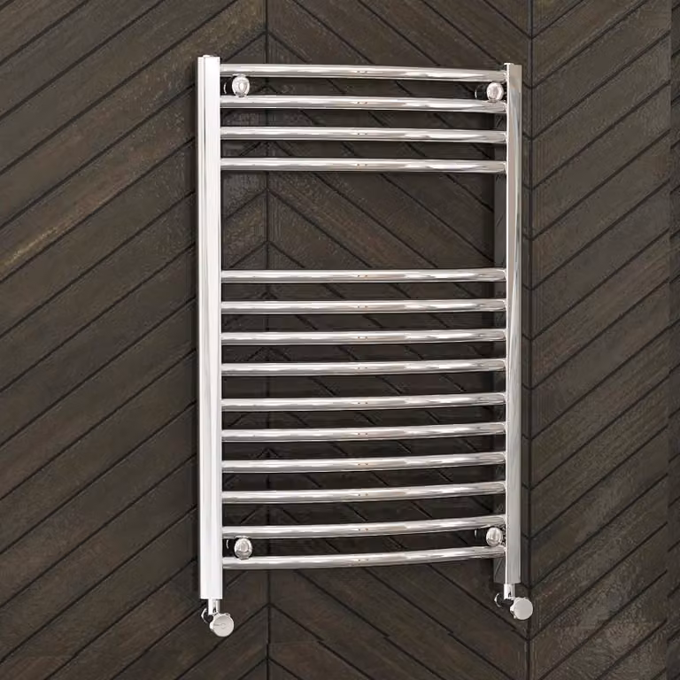 Royal Bathrooms Arno Curved Ladder Heated Towel Rail, Chrome, W/H: 80 x 30 cm