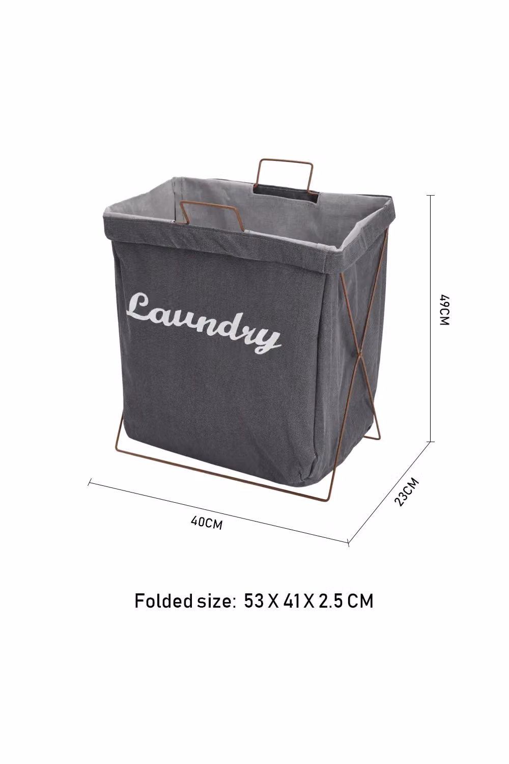 Living and Home Waterproof Collapsible Fabric Laundry Storage Basket in Grey – 3