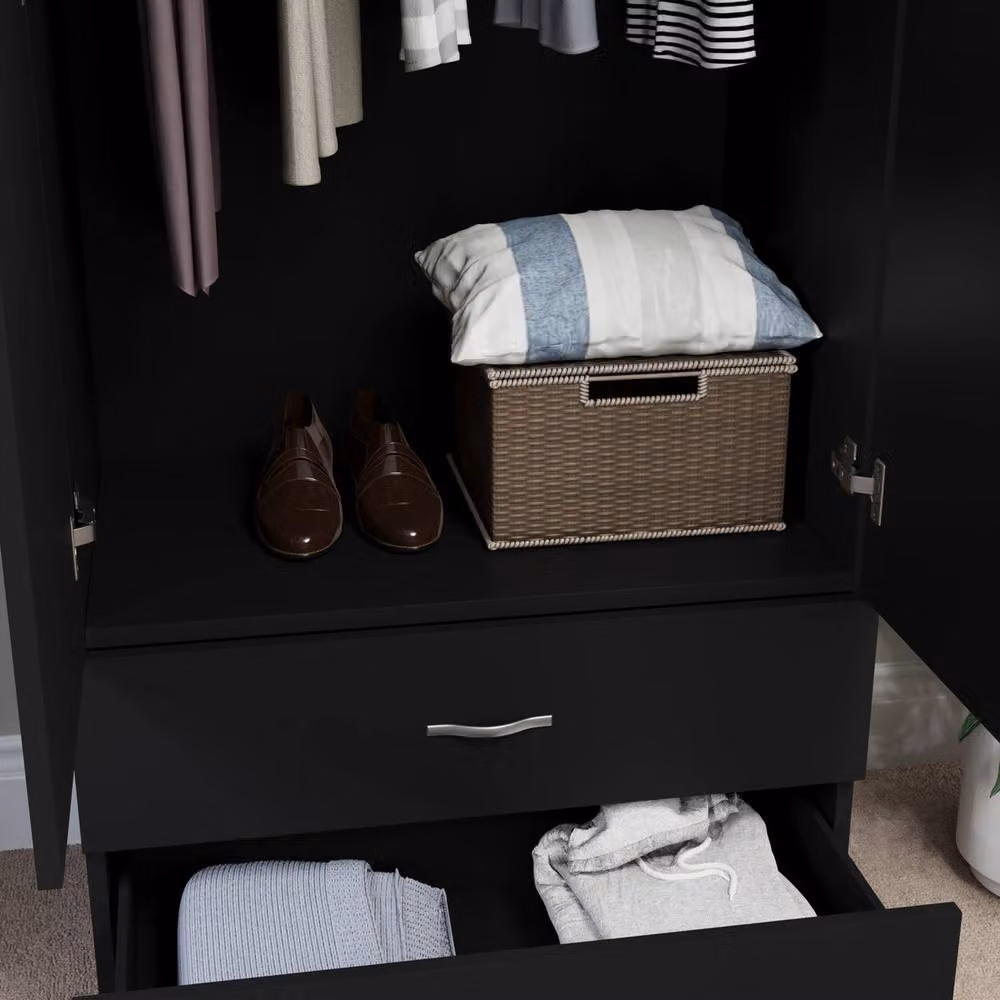 HD Designs Riano Modern 2 Door 2 Drawer Wardrobe in Matt Black – 6