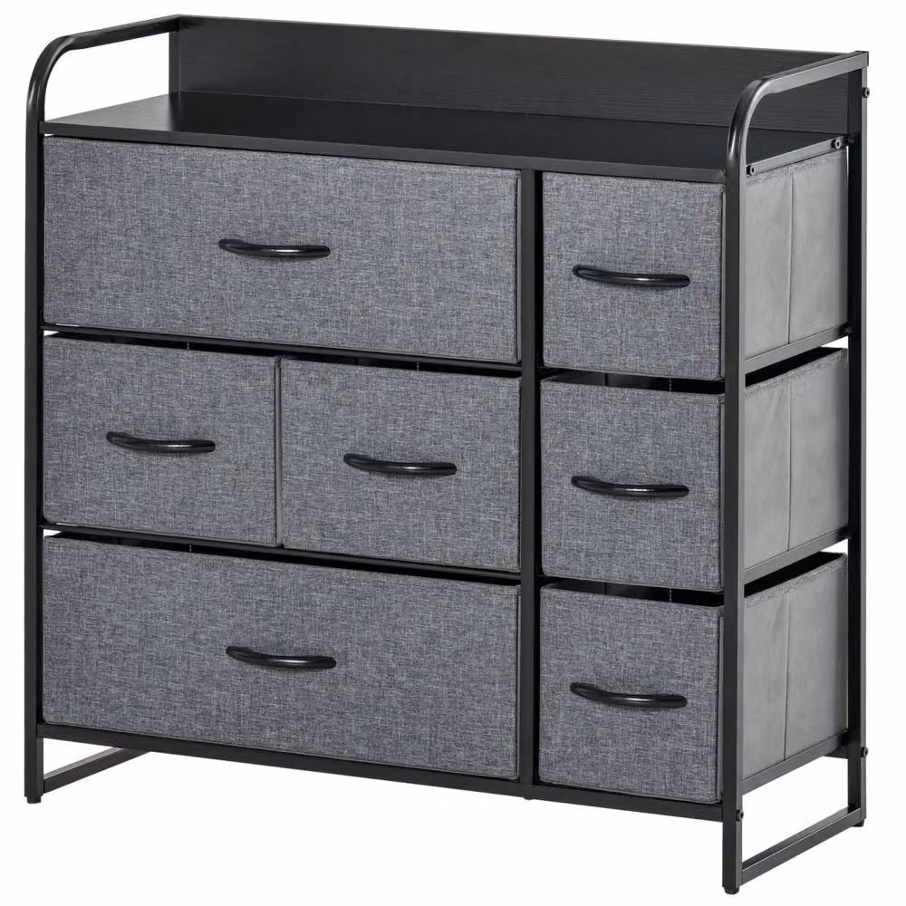 Wyld Haus Lizi Grey Fabric and Metal 7 Drawer Foldable Storage Chest W/D/H: 78.5 x 29 x 80 cm – 2