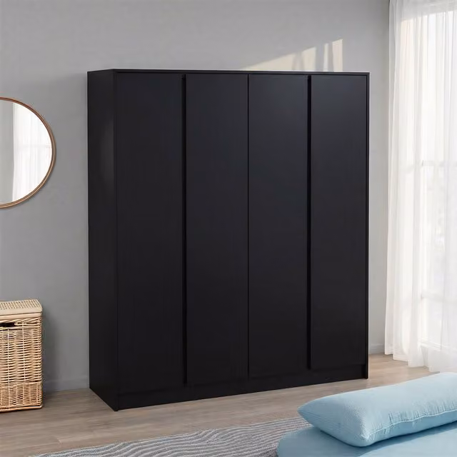Seconique Malvern 4 Door Wardrobe in Black
