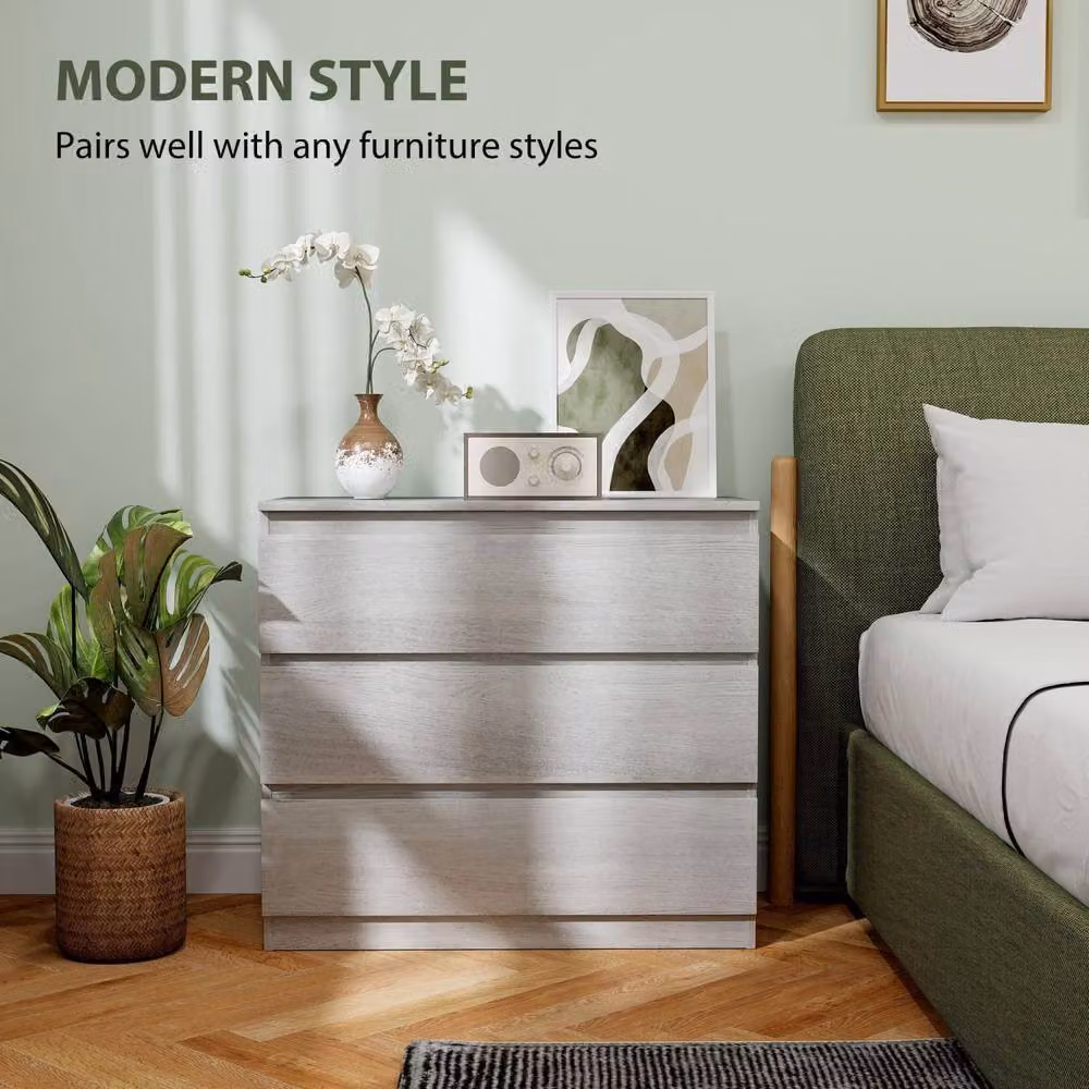 Wyld Haus Grey Wood Effect 3 Drawer Chest W/D/H: 80 x 39 x 73 cm – 4