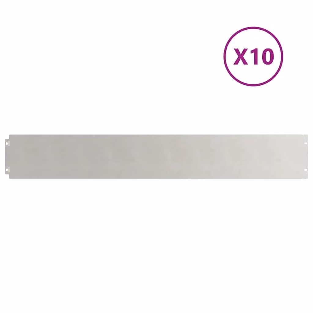 Berkfield Home Stainless Steel Lawn Edgings, Silver, 10 pcs, W/H: 15 x 103 cm