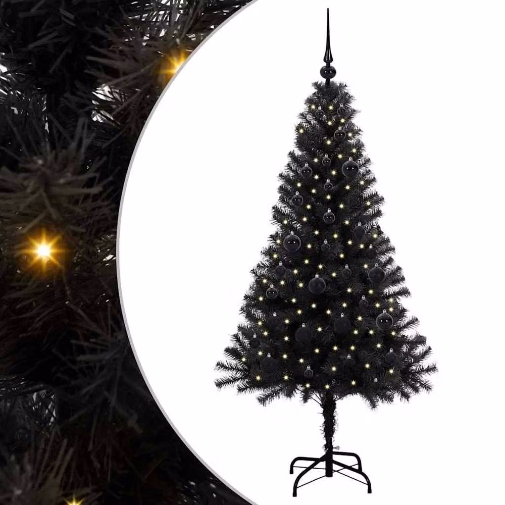 Berkfield Home Lush Christmas Tree with 150 LEDs and Stand, Black, Height: 150 cm – 3