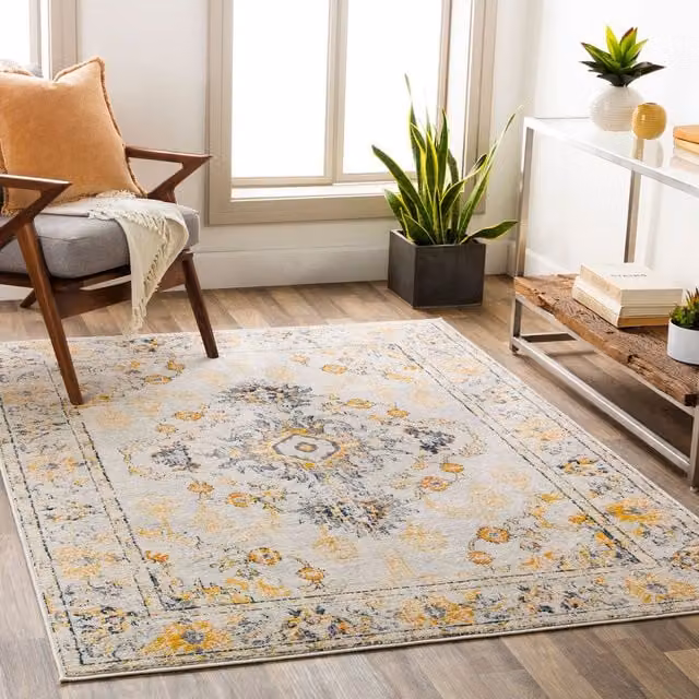 Livabliss Floransa Vintage Boho Living Room Rug in Beige, Grey, Blue and Yellow, W: 80 cm, L: 220 cm – 1