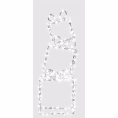 mysmartbuy Pre-Lit Christmas Present Stack Light Decoration with 190 LEDs, White, H73 x W26 x D11 cm – 2